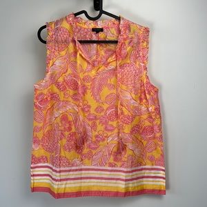 Talbots Floral Sleeveless Women’s Blouse with Ties